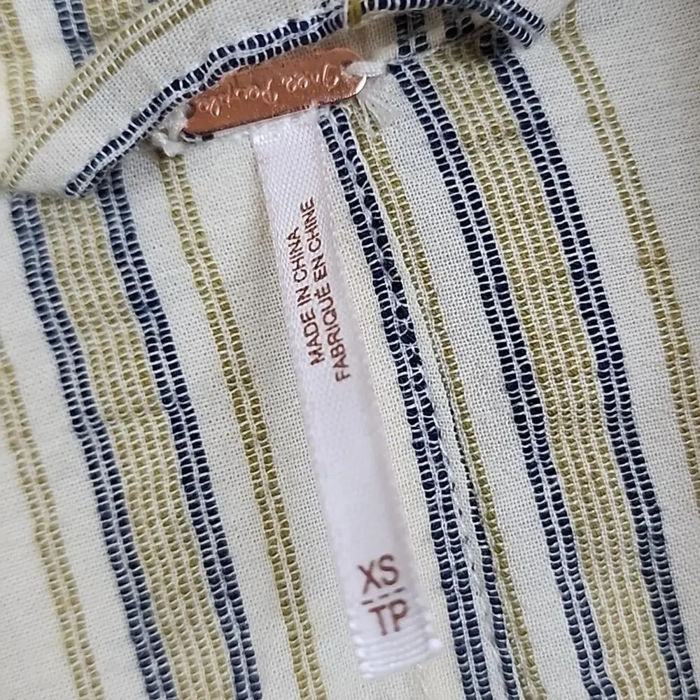 Free People $198 Striped XS Retro Boho Long Trench Coat - Picture 5 of 7